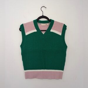 MARNI x UNIQLO Green and Pink V-Neck Sweater vest  Vest